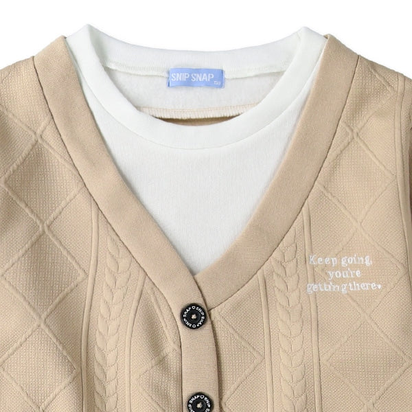 西松屋 裏起毛カーデレイヤード風長袖Tシャツ 正規品