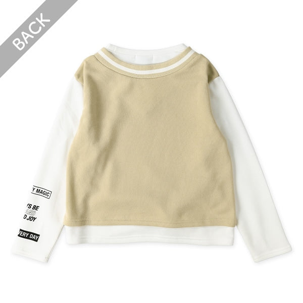 西松屋 裏起毛ベストレイヤード風長袖Tシャツ 正規品