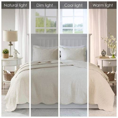 3 Piece Reversible Scalloped Edge Quilt Set Bedding Comforter set