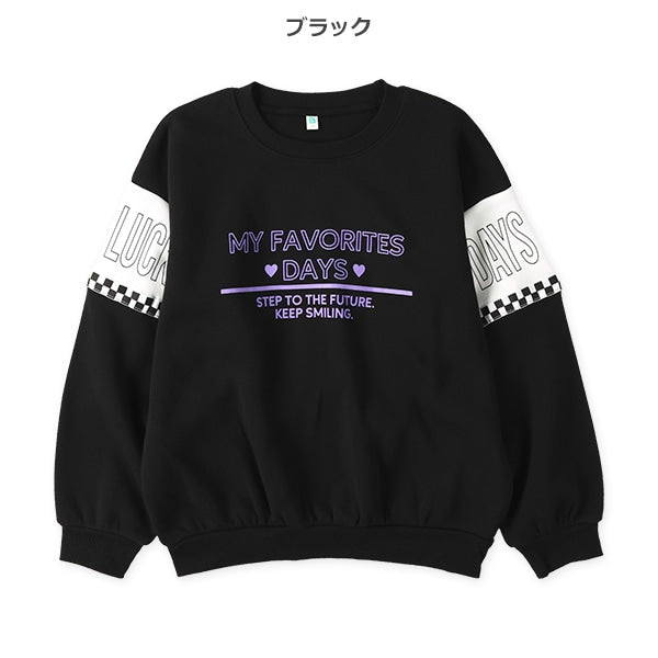 西松屋 ELFINDOLL 裏起毛袖チェッカーフラッグトレーナー 正規品