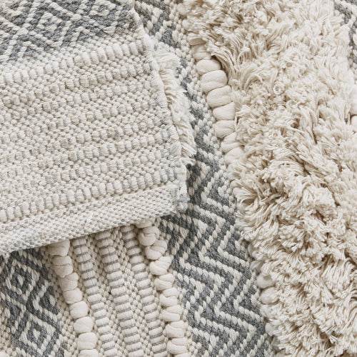 Woven Texture Stripe Bath Rug Grey 20x32