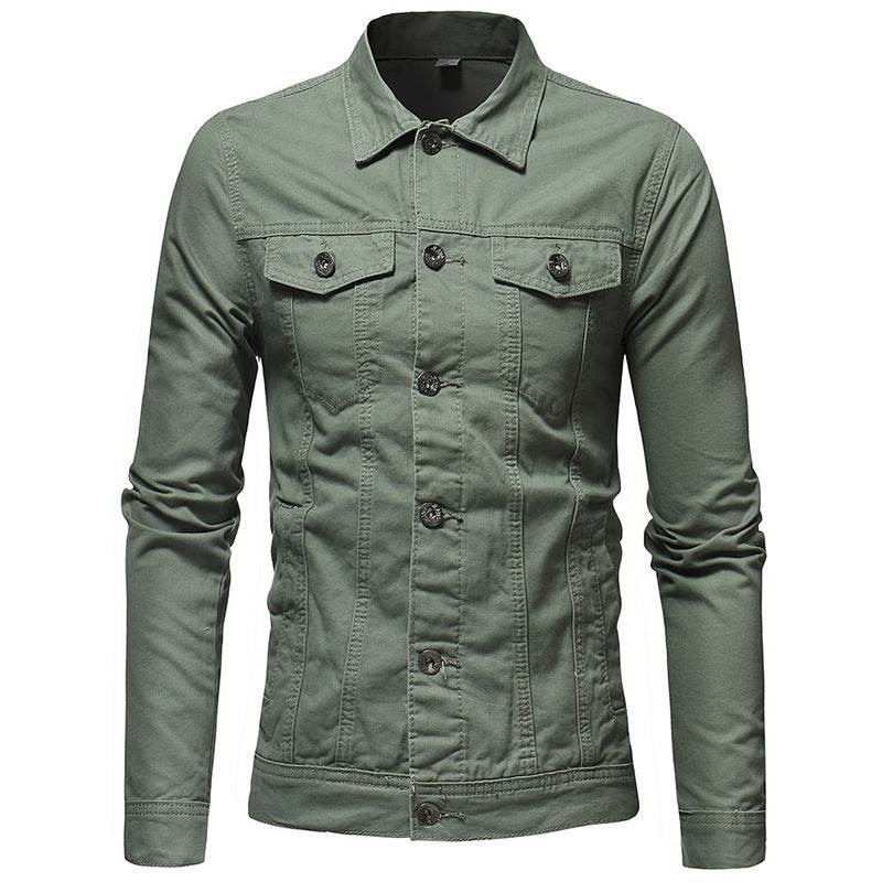 Solid color denim jacket shirt Jeans