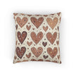 Neutral Heart Pattern Woven Pillow | Boho Heart Throw Pillow