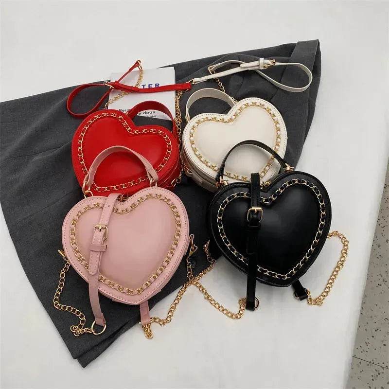 Women's Fashion Casual Heart Shaped Chain Shoulder Messenger Crossbody Bag