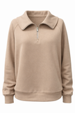 Maeve Luxeflow - Relaxed 3/4 Zip Top In Mocha Mousse