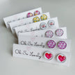 Pink Heart Glass Photo Studs