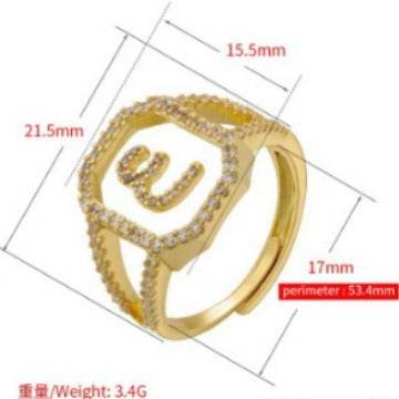 Fashion Micro Inlaid Zircon Arab Letters Ring for women