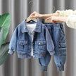Neutral Unisex Denim Suit Spring Clothes Western Style Denim Two piece for boys and girls