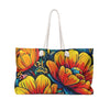 Vibrant Floral Illustration Weekender Bag | Colorful Tropical Flower Large Tote Bag