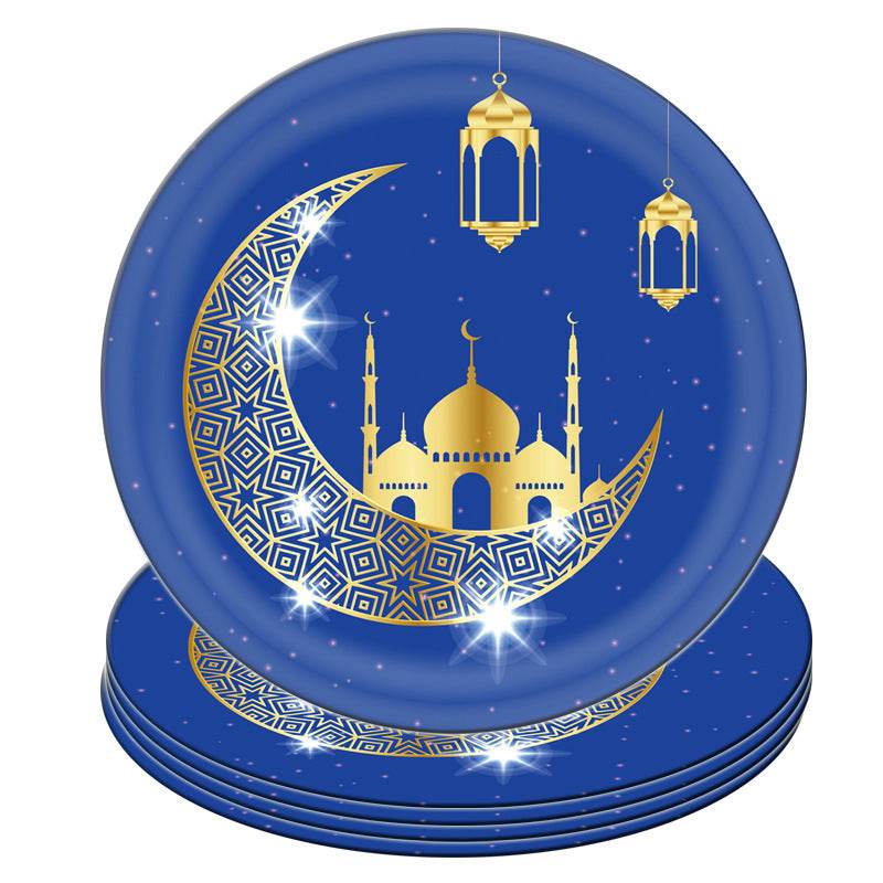 Eid Al-Fitr EID Mubarak party decor Set Supplies Scene Layout Theme Paper Plate Paper Cup