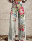 Women's 3D Printed Bootcut Flared Pants – Graphic Print Wide Leg Casual Trousers
