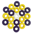 32 Yellow and Purple Carrom / Pichenotte / Croquignole Rings - (Yellow / Purple / Natural / Black / White) - Anneaux De Pichenottes - Game Accessories / Accessoires De Jeu