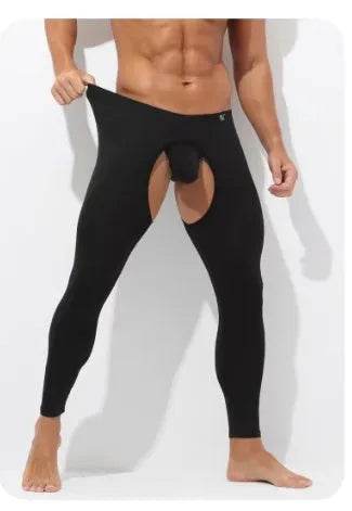 Men's Fall Winter Open Crotch Thermal Pants Long John underwear