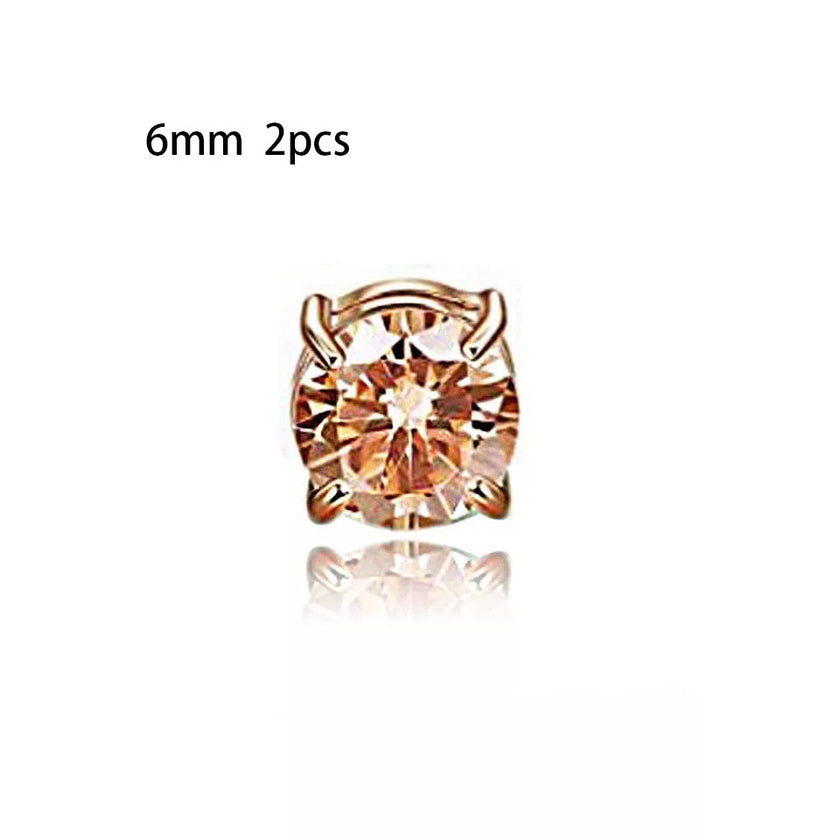 Unisex Zircon Magnetic Ear Clip – No Piercing Rhinestone Stud Earring in 6mm & 8mm