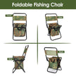 Foldable Fishing Chair With Backrest Built-In Cooler Bag Portable Handle Outdoor Lightweight Fishing Stool For Camping Hiking Hunting
