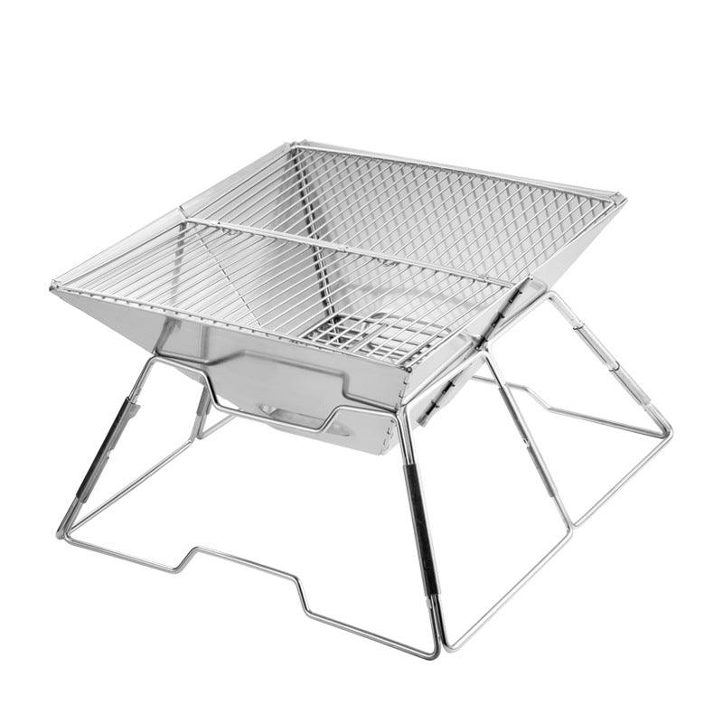 Portable Folding Stainless Steel Charcoal Grill – Compact Camping BBQ Stove