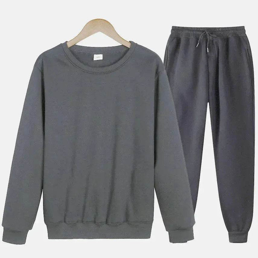 Autumn Winter  street fashion Plain Crew neck Sweatsuit for men
