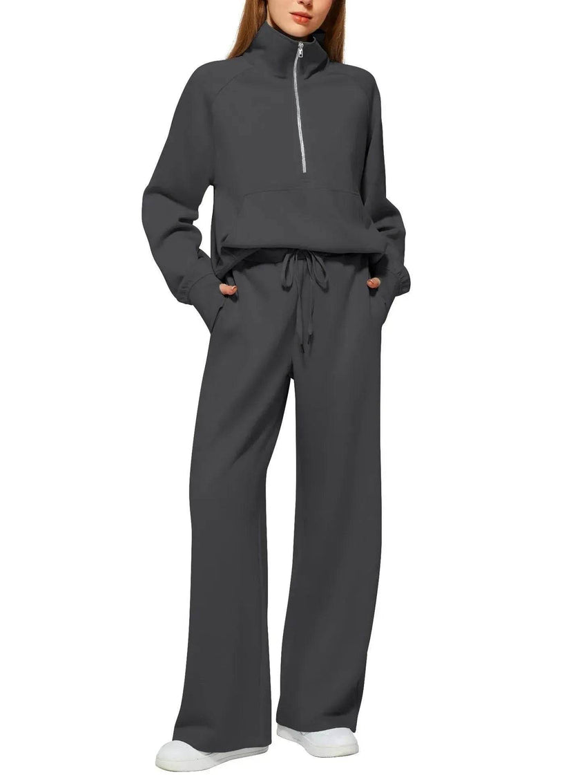 Plain Women Matching Casual Winter Tracksuit set - joggers and hoodie set for women