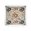 Woven Pillow — Boho Handprint Pattern Decorative Throw Pillow (Earth Tones)