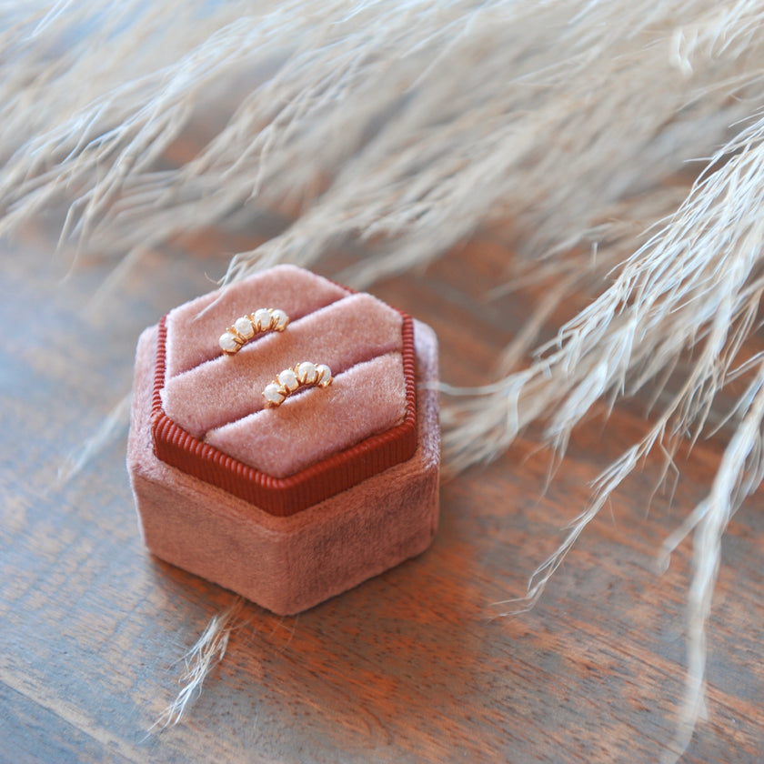 Pearl Huggie hoops