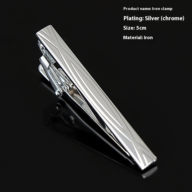 Men's Silver Electroplated Tie Clip – 25 Line Pattern Styles, 5cm Flat Head Business Tie Bar | Canada & USA