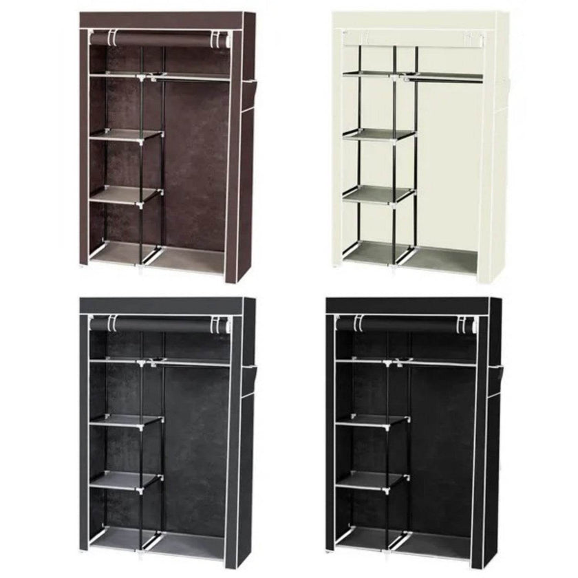 64 Portable Closet Storage Organizer Wardrobe Clothes Rack With Shelves Gray