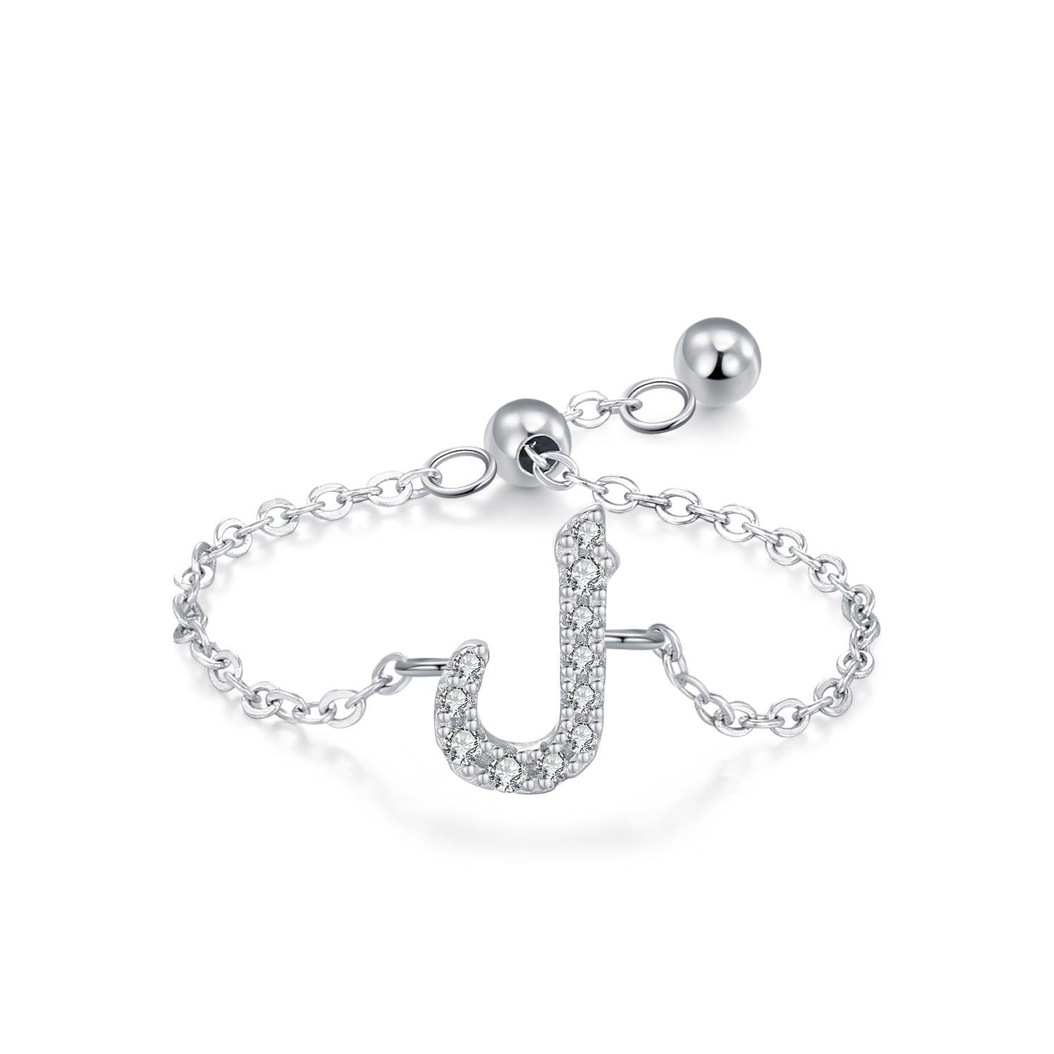 S925 Sterling Silver Niche Style Arabic Letters Pull-out Chain All-match Stackable