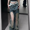 Retro Washed Ripped Baggy Jeans Pant For Women Summer Hollow Out