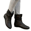 Fashion Round-toed Flat Boots Versatile Simple Slip-on Western Cowboy Boot Casual Short Shoes For Women