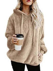 Women's Polerones Fleece Hoodie Pullover fall Winter Zipper Pocket Sweatshirt