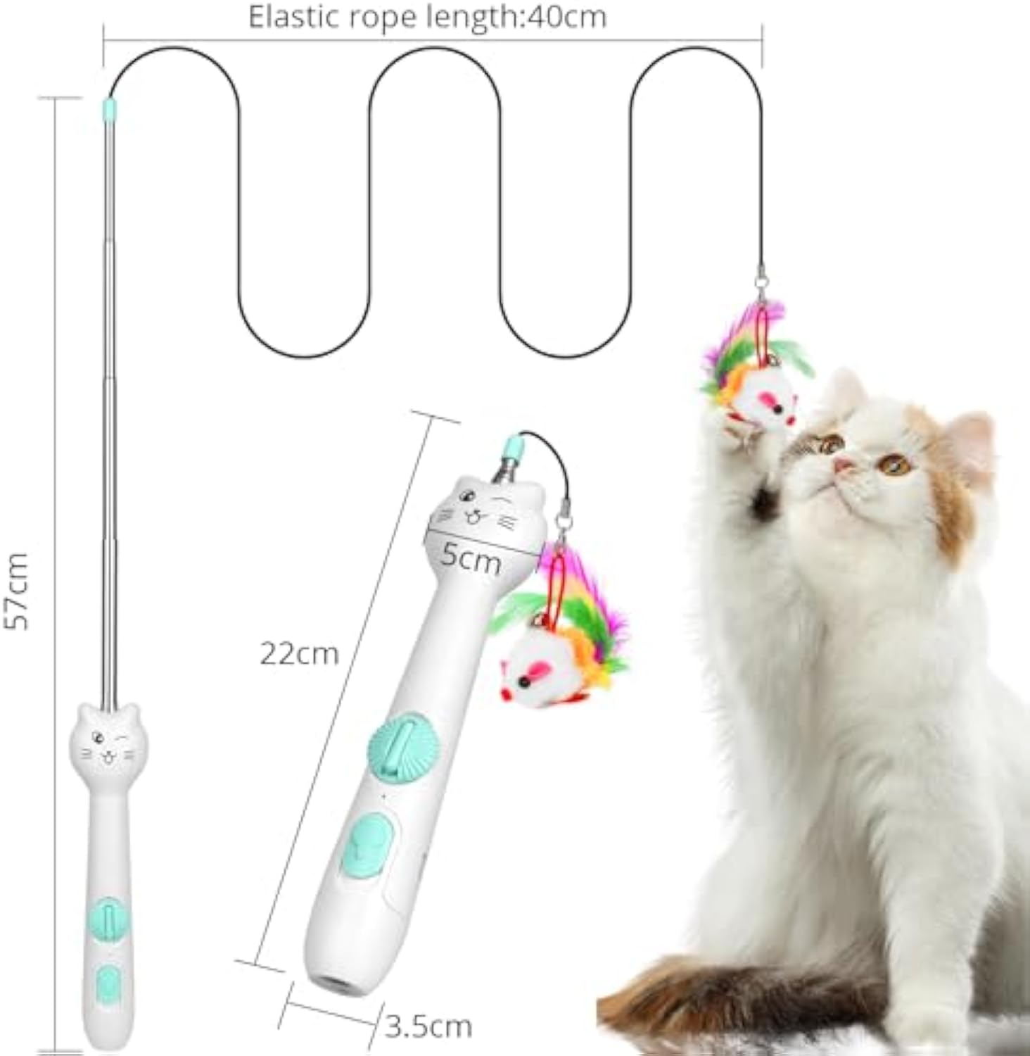 2-in-1 Cat Toy Rechargeable Laser Pointer & Feather Wand for Indoor Cats – Canada & USA