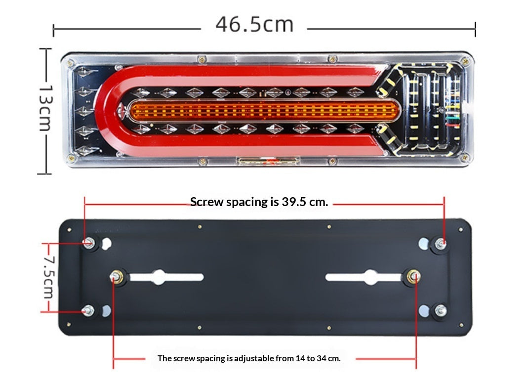 24V Universal Truck Rear Light Assembly – Multicolor LED Tail Light for Trucks Canada