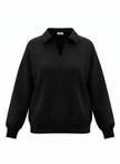 Ella Luxeflow - Long Sleeve Polo In Black