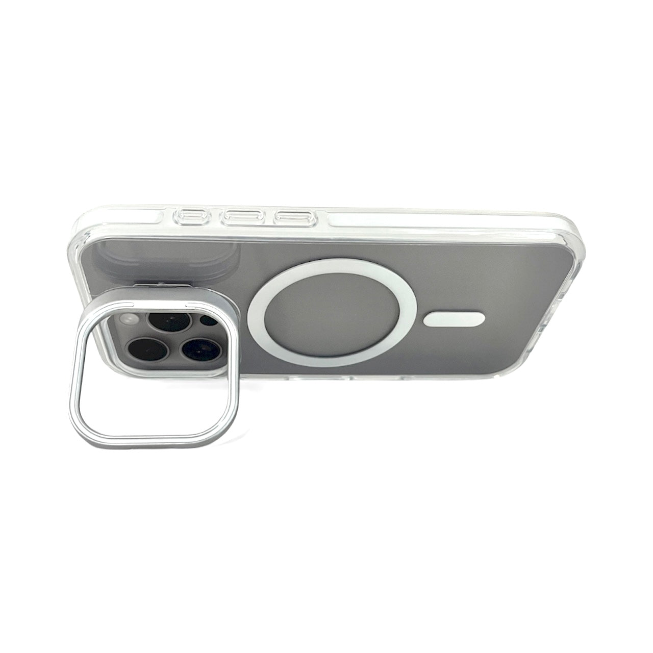 iPhone 15 clear MagSafe camera stand case