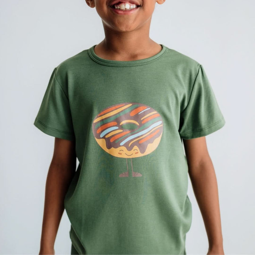 Baby/Kids Graphic Bamboo T-Shirt | Confetti Joy Donut On Classic Blue