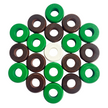 32 Green and Walnut Carrom / Pichenotte / Croquignole Rings - (Green / Walnut / Natural / Black / White) - Anneaux De Pichenottes - Game Accessories / Accessoires De Jeu