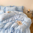 Embroidered Wide Edge Floral Washed Cotton Four-piece Duvet Cover Bedding Set