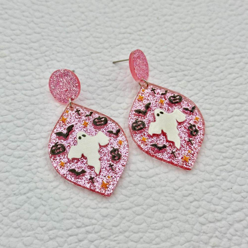 Halloween Day Ornament Colorful Ghost Eyes Funny Acrylic Earrings For Women