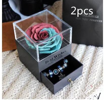 Eternal Flower Rose Jewelry Box for Birthday Presents Valentines Day Wedding Gift Box