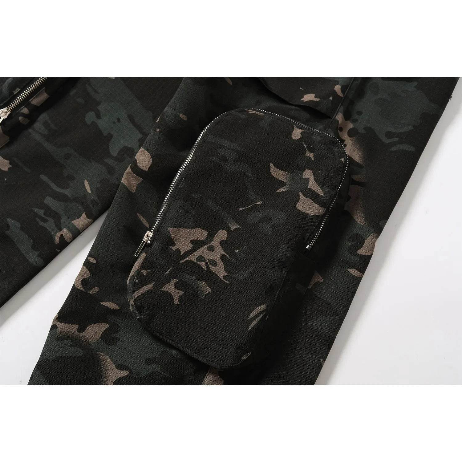 New American Jungle Camouflage Amekaji Multi-pocket Design Casual Wide-leg Workwear Cargo Trousers Pant