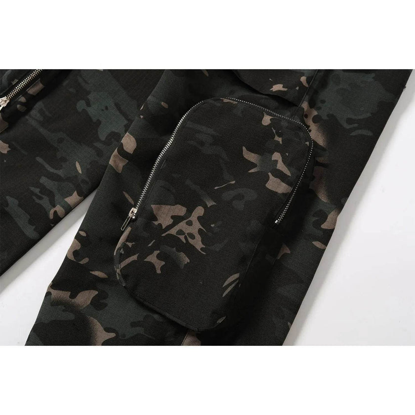 New American Jungle Camouflage Amekaji Multi-pocket Design Casual Wide-leg Workwear Cargo Trousers Pant