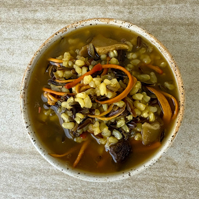 FORAGER’S SOUP: WILD RICE AND MUSHROOMS