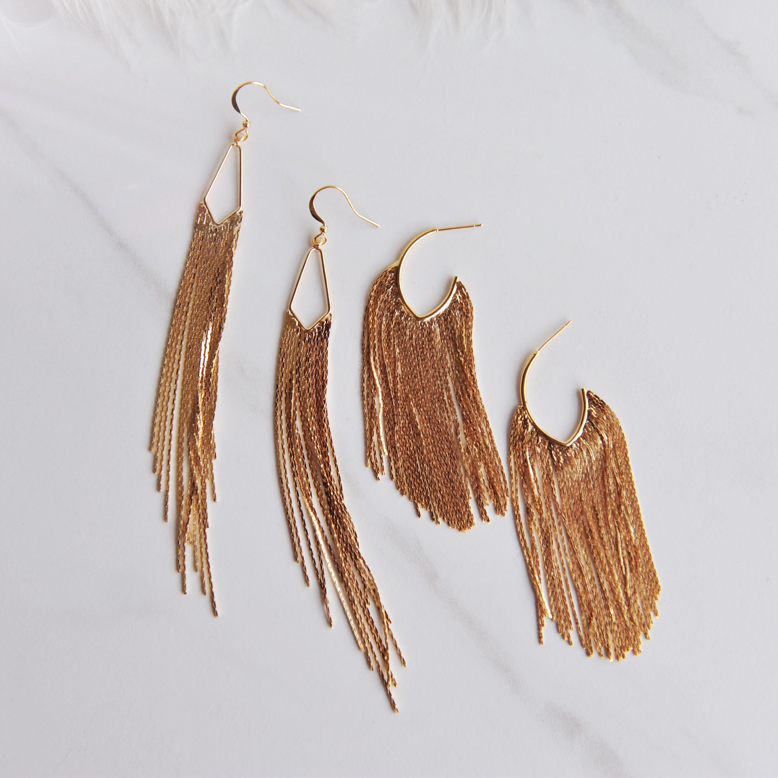 POPPY Gold Tassel Earrings, Glam, Party Earrings