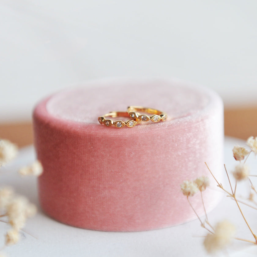 LACEY Gorgeous Lace Design Huggie Hoops