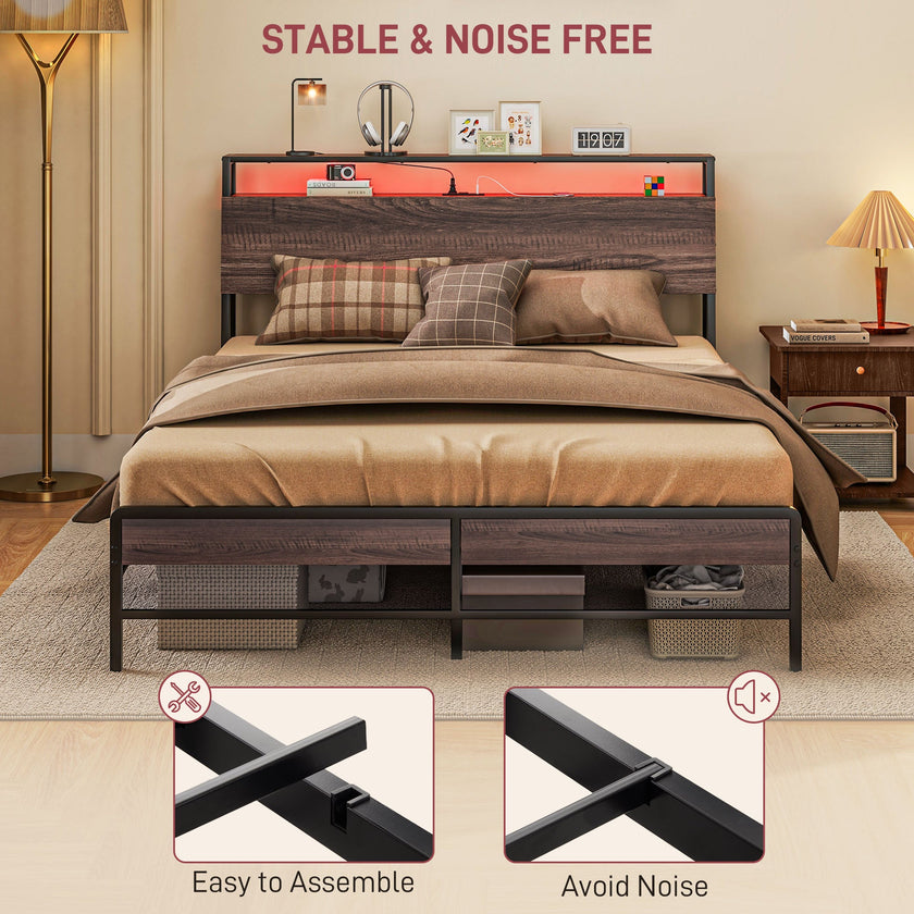 Logan Queen Size Bed Frame with LED Lights