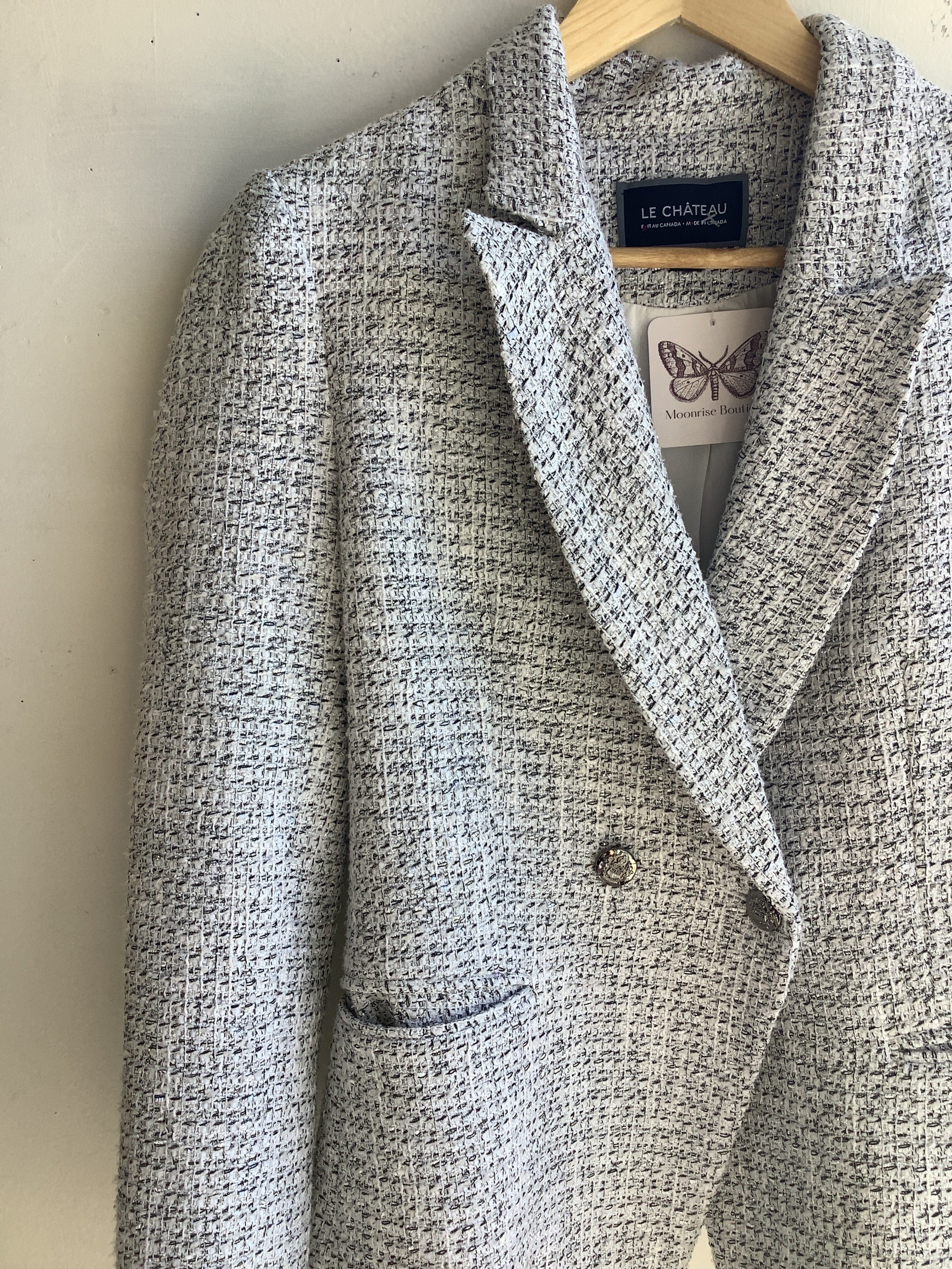 Le Chateau Tweed Black&White&Silver Blazer