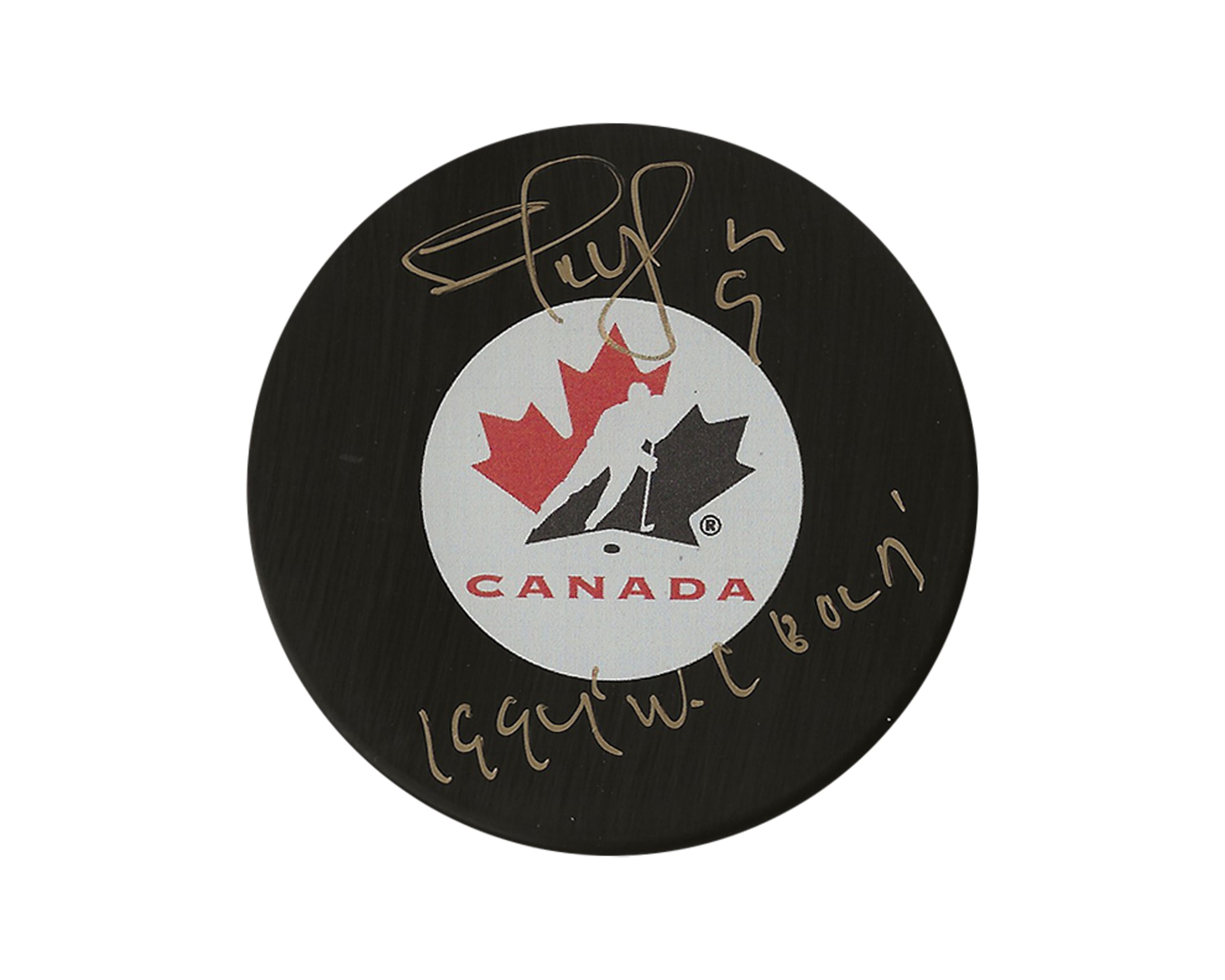 Shayne Corson Autographed Team Canada Autograph Model Puck Inscribed 