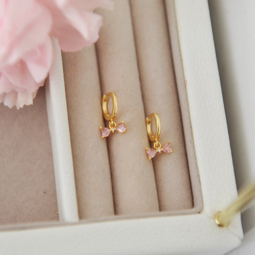 Vida Ribbon Bow Huggie Hoop Earrings