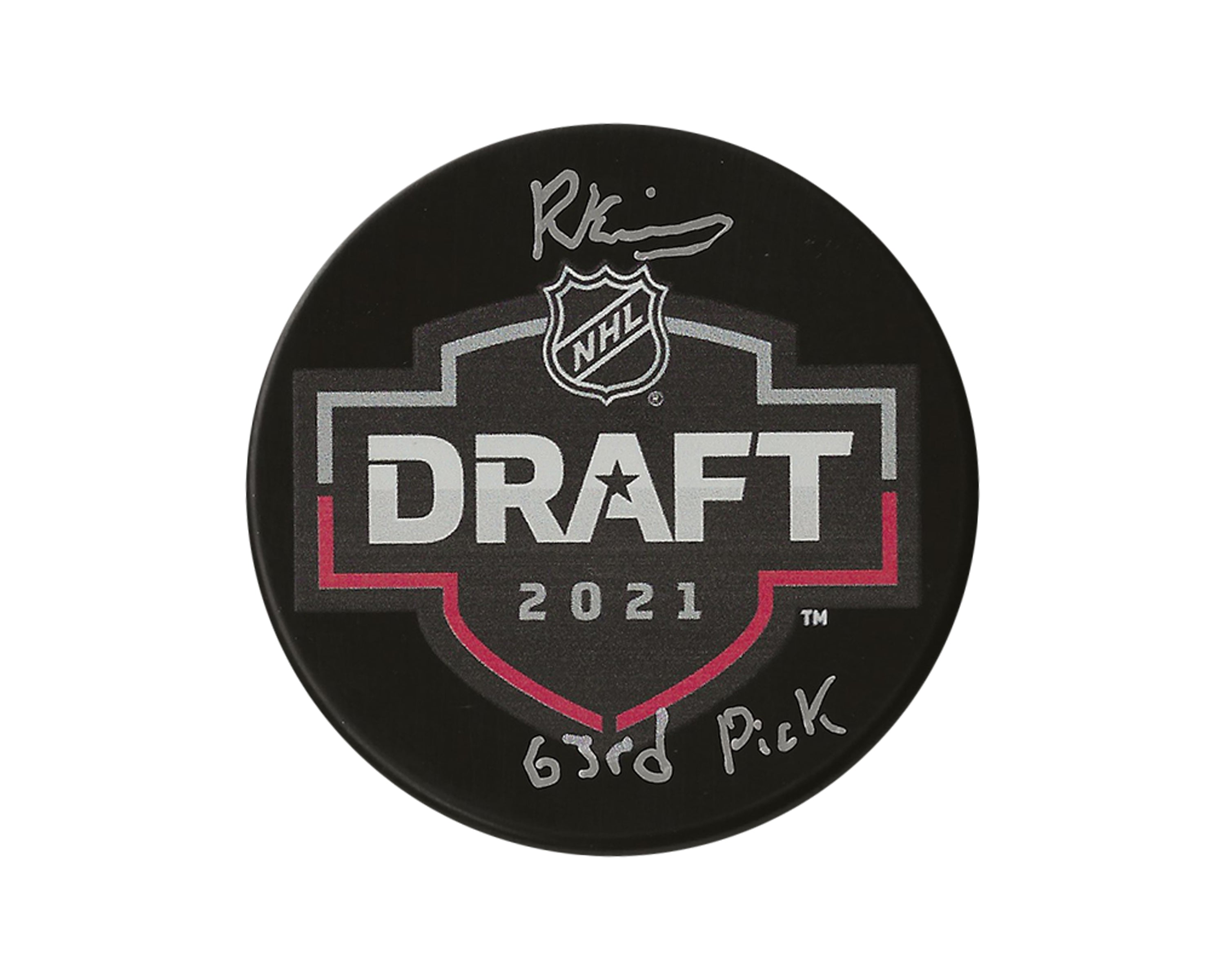 Riley Kidney Autographed 2021 NHL Draft Puck Inscribed 