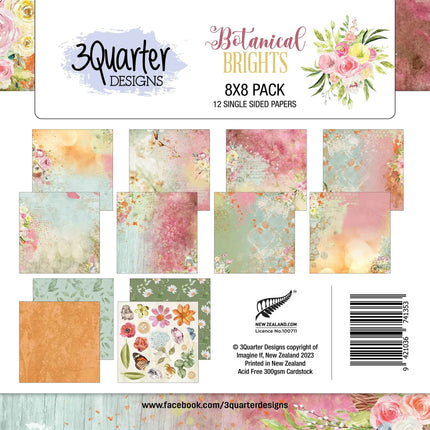 3Quarter Designs - Botanical  Brights - Paper Pad 8 x 8